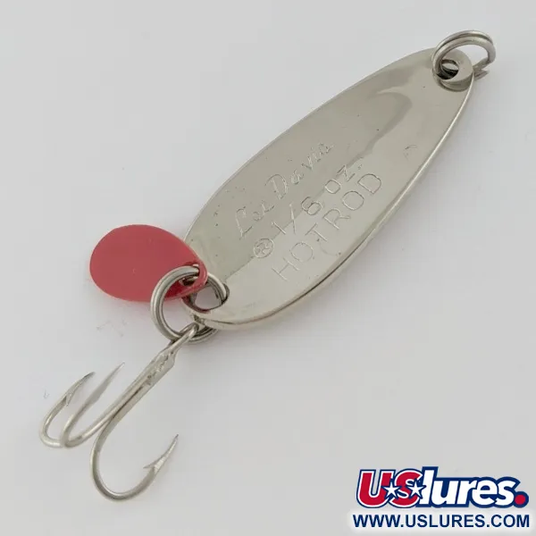 Vintage   Les Davis Hotrod, 3/16oz nickel/red fishing spoon #24072