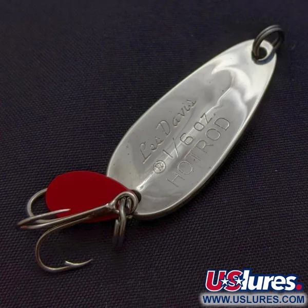 Vintage   Les Davis Hotrod, 3/16oz nickel/red fishing spoon #24072