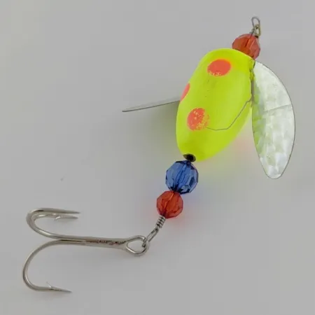 Vintage Yakima Bait Worden's Spin-n-Glo, 1/4oz orange/yellow spinning lure #24081