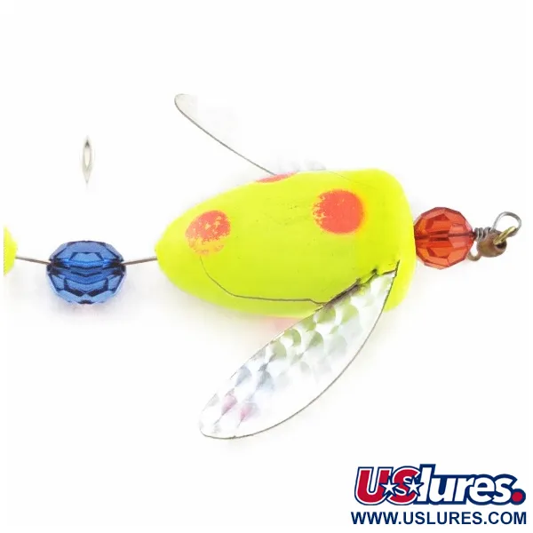 Vintage Yakima Bait Worden's Spin-n-Glo, 1/4oz orange/yellow spinning lure #24081