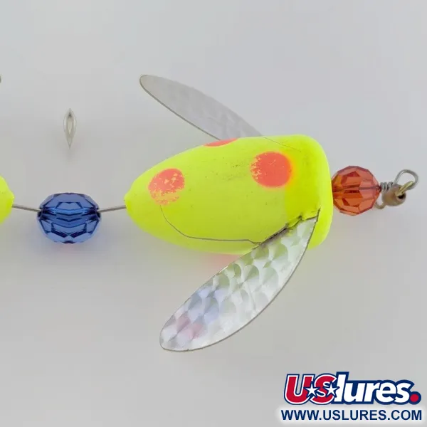 Vintage Yakima Bait Worden's Spin-n-Glo, 1/4oz orange/yellow spinning lure #24081