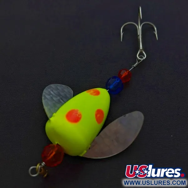 Vintage Yakima Bait Worden's Spin-n-Glo, 1/4oz orange/yellow spinning lure #24081