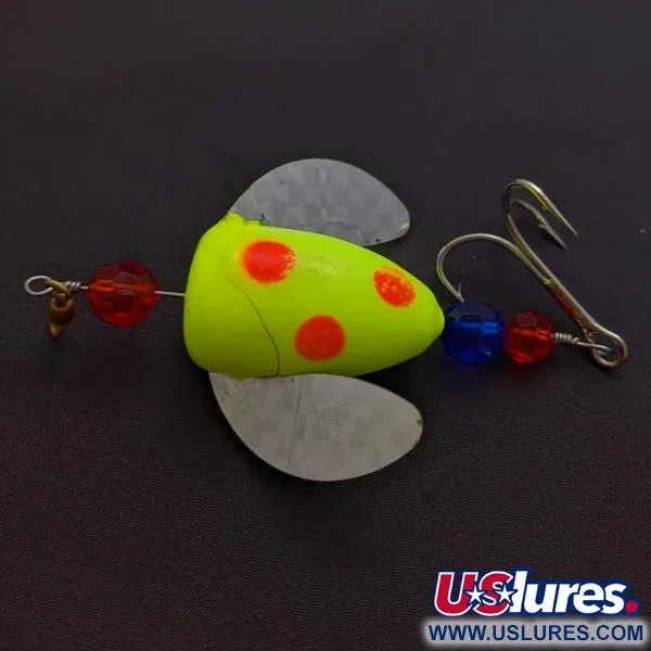Vintage Yakima Bait Worden's Spin-n-Glo, 1/4oz orange/yellow spinning lure #24081