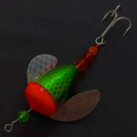 Vintage Yakima Bait Worden's Spin-n-Glo, 1/4oz green/red spinning lure #24082