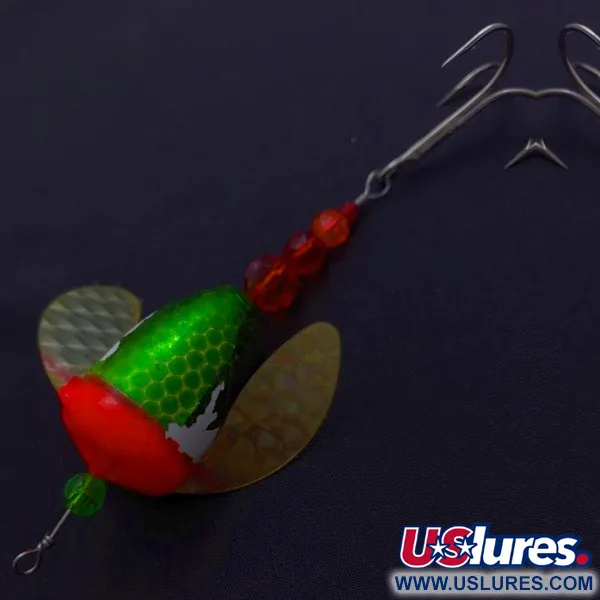Vintage Yakima Bait Worden's Spin-n-Glo, 1/4oz green/red spinning lure #24082