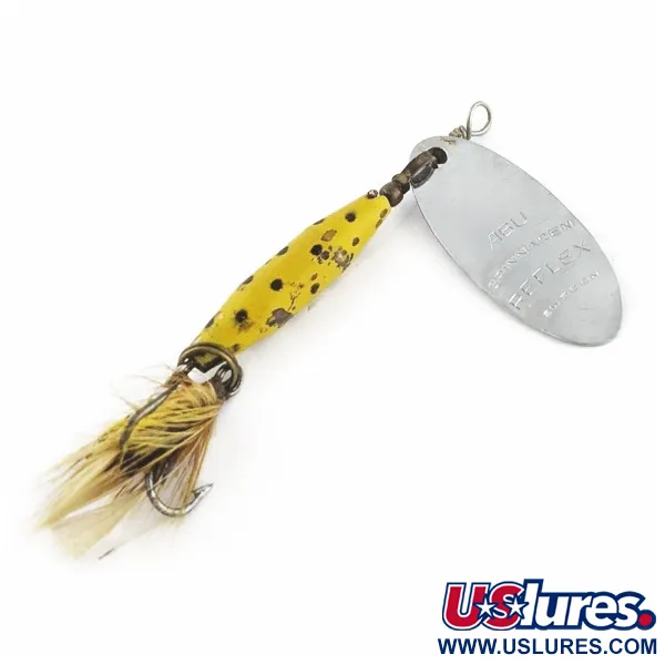 Vintage Abu Garcia Spinnaren Reflex, 3/16oz nickel/yellow spinning lure #24084