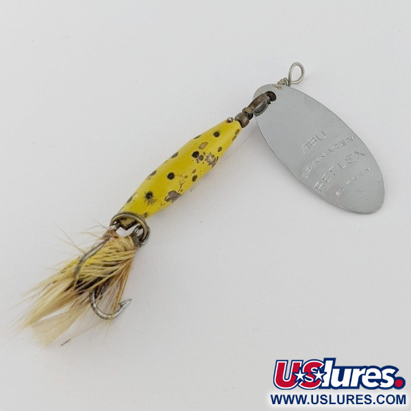 Vintage   Abu Garcia Spinnaren Reflex, 3/16oz nickel/yellow spinning lure #24084