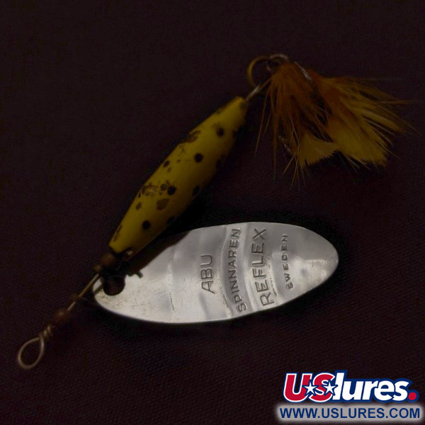 Vintage   Abu Garcia Spinnaren Reflex, 3/16oz nickel/yellow spinning lure #24084