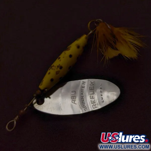 Vintage Abu Garcia Spinnaren Reflex, 3/16oz nickel/yellow spinning lure #24084