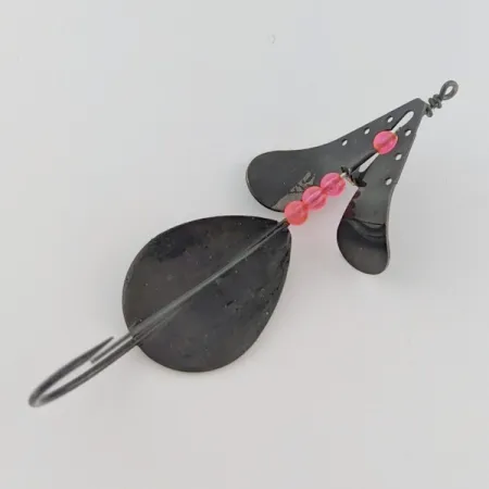 Vintage Lindy / Little Joe Lindy Skitter-Buzz Weedless , 1/3oz red/black fishing spoon #24093