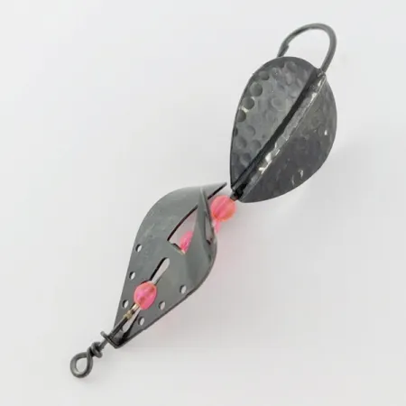 Vintage Lindy / Little Joe Lindy Skitter-Buzz Weedless , 1/3oz red/black fishing spoon #24093