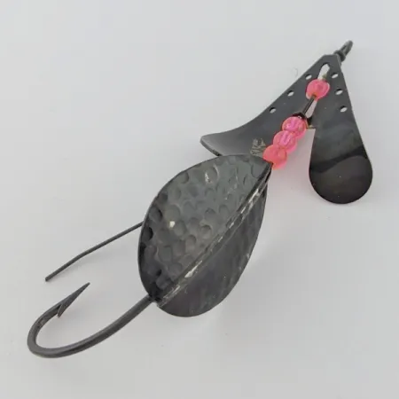 Vintage Lindy / Little Joe Lindy Skitter-Buzz Weedless , 1/3oz red/black fishing spoon #24093