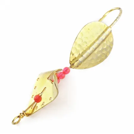 Vintage Lindy / Little Joe Lindy Skitter-Buzz Weedless , 1/4oz red/gold fishing spoon #24094