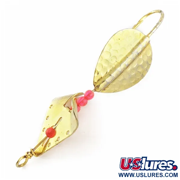 Vintage Lindy / Little Joe Lindy Skitter-Buzz Weedless , 1/4oz red/gold fishing spoon #24094