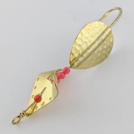 Vintage Lindy / Little Joe Lindy Skitter-Buzz Weedless , 1/4oz red/gold fishing spoon #24094