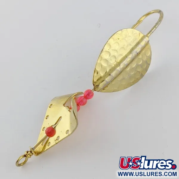 Vintage Lindy / Little Joe Lindy Skitter-Buzz Weedless , 1/4oz red/gold fishing spoon #24094