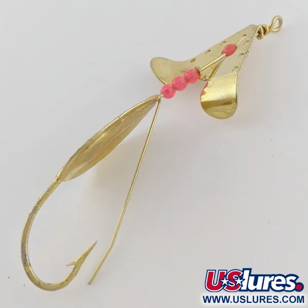 Vintage Lindy / Little Joe Lindy Skitter-Buzz Weedless , 1/4oz red/gold fishing spoon #24094