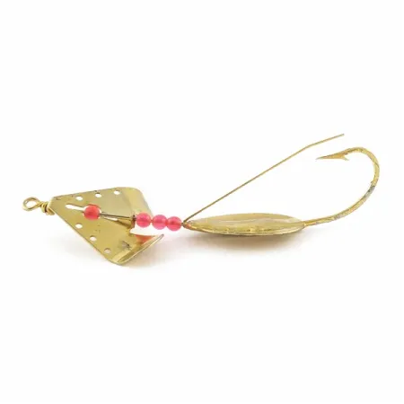 Vintage Lindy / Little Joe Lindy Skitter-Buzz Weedless , 1/4oz red/gold fishing spoon #24094