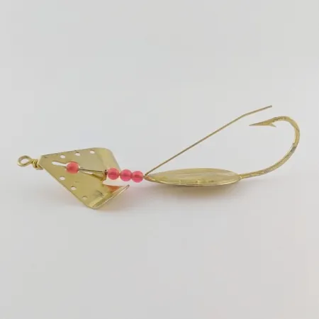 Vintage Lindy / Little Joe Lindy Skitter-Buzz Weedless , 1/4oz red/gold fishing spoon #24094