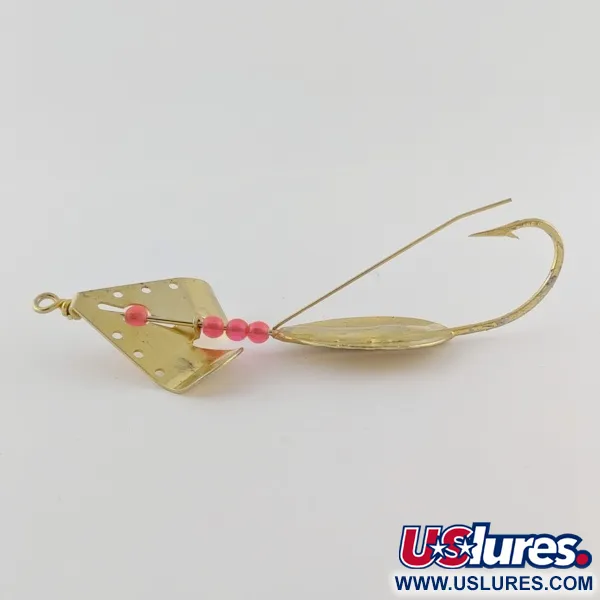 Vintage Lindy / Little Joe Lindy Skitter-Buzz Weedless , 1/4oz red/gold fishing spoon #24094