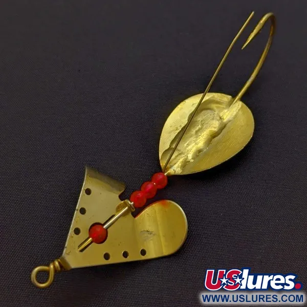 Vintage Lindy / Little Joe Lindy Skitter-Buzz Weedless , 1/4oz red/gold fishing spoon #24094