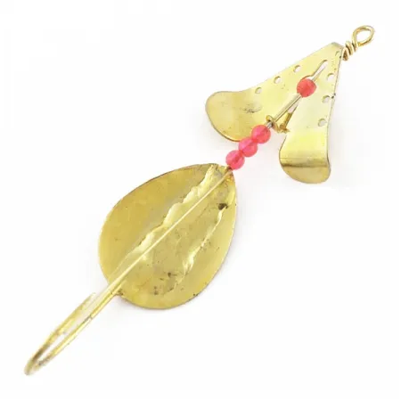 Vintage Lindy / Little Joe Lindy Skitter-Buzz Weedless , 1/4oz red/gold fishing spoon #24094
