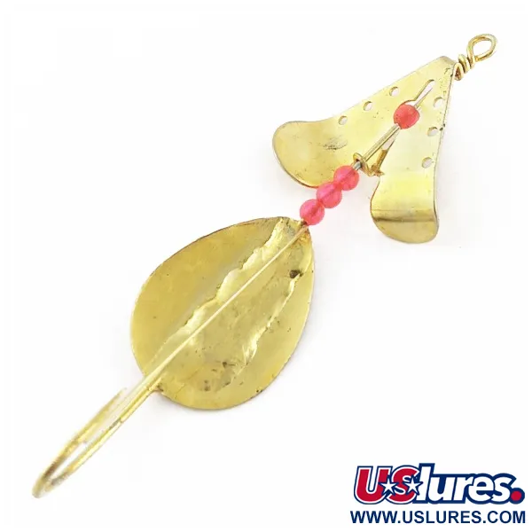 Vintage Lindy / Little Joe Lindy Skitter-Buzz Weedless , 1/4oz red/gold fishing spoon #24094