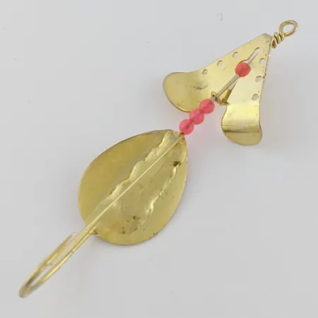 Vintage Lindy / Little Joe Lindy Skitter-Buzz Weedless , 1/4oz red/gold fishing spoon #24094