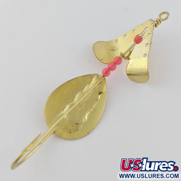 Vintage Lindy / Little Joe Lindy Skitter-Buzz Weedless , 1/4oz red/gold fishing spoon #24094