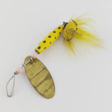 Vintage Luhr Jensen Shyster, 1/4oz yellow/gold spinning lure #24096