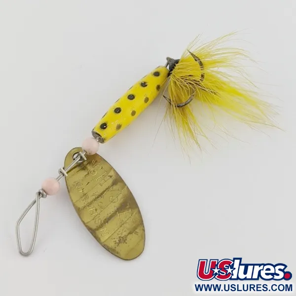 Vintage Luhr Jensen Shyster, 1/4oz yellow/gold spinning lure #24096