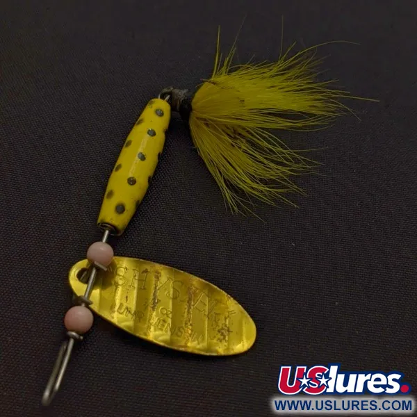 Vintage Luhr Jensen Shyster, 1/4oz yellow/gold spinning lure #24096