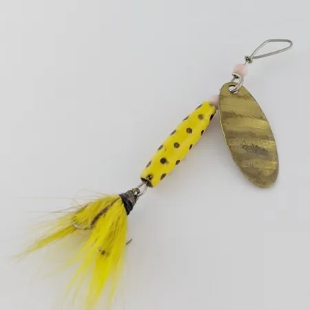 Vintage Luhr Jensen Shyster, 1/4oz yellow/gold spinning lure #24096