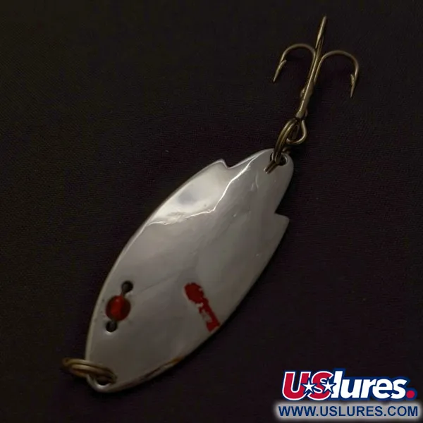 Vintage  Herter's Swiss Spoon (Japan), 1/4oz nickel/red eyes fishing spoon #24099