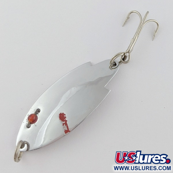 Vintage    Herter's Swiss Spoon (Japan), 1/4oz nickel/red eyes fishing spoon #24099