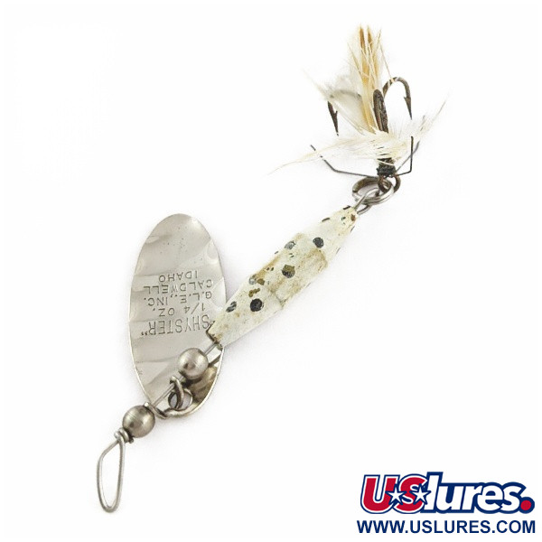 Vintage   Glen Evans Shyster, 1/4oz white/nickel spinning lure #24119