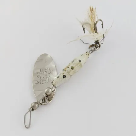 Vintage Glen Evans Shyster, 1/4oz white/nickel spinning lure #24119