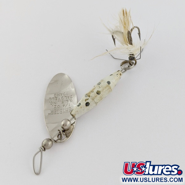 Vintage   Glen Evans Shyster, 1/4oz white/nickel spinning lure #24119