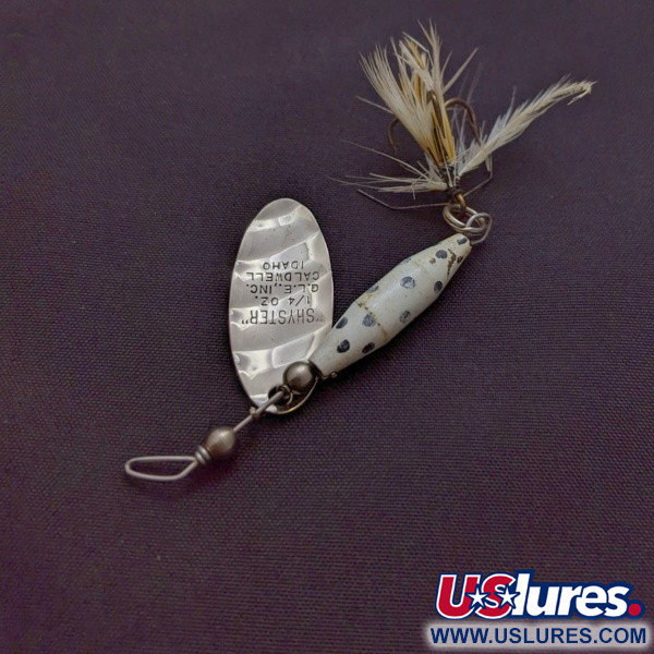 Vintage   Glen Evans Shyster, 1/4oz white/nickel spinning lure #24119
