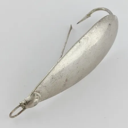Vintage Johnson Silver Minnow Weedless, 2/5oz nickel fishing spoon #24122