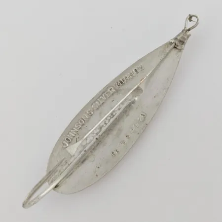 Vintage Johnson Silver Minnow Weedless, 2/5oz silver fishing spoon #24129
