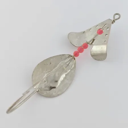 Vintage Lindy / Little Joe Lindy Skitter-Buzz Weedless , 1/4oz Red/Nickel fishing spoon #24146