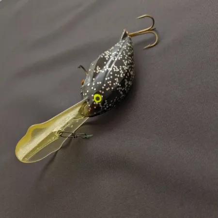 Vintage Luhr Jensen Hot Lips Express, 2/5oz Black glitter fishing lure #24157