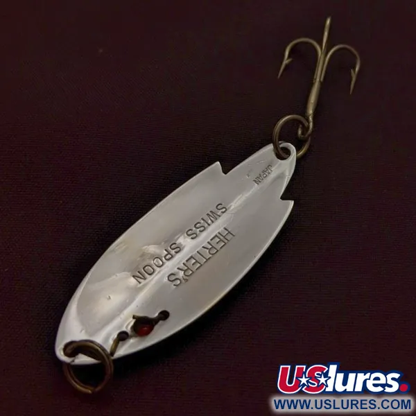 Vintage    Herter's Swiss Spoon (Japan), 1/4oz nickel/red eyes fishing spoon #24161
