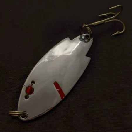 Vintage  Herter's Swiss Spoon (Japan), 1/4oz nickel/red eyes fishing spoon #24161