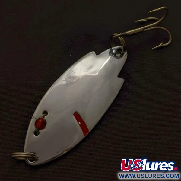 Vintage    Herter's Swiss Spoon (Japan), 1/4oz nickel/red eyes fishing spoon #24161