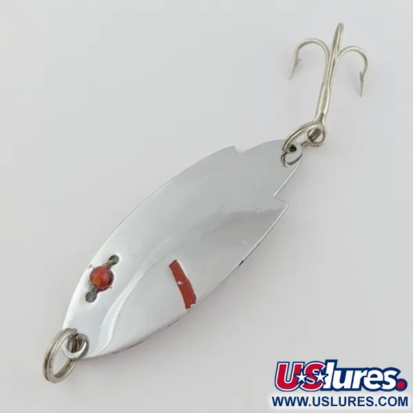 Vintage    Herter's Swiss Spoon (Japan), 1/4oz nickel/red eyes fishing spoon #24161