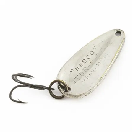 Vintage Nebco Tor-P-Do 1, 1/3oz nickel/brass fishing spoon #24173
