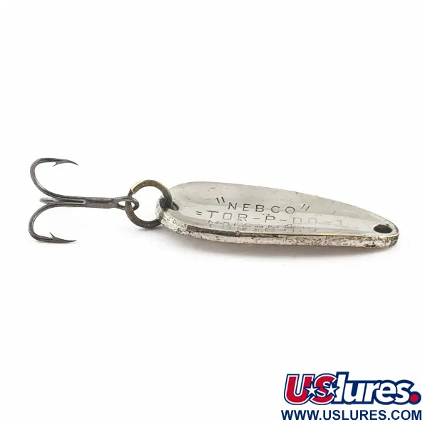 Vintage   Nebco Tor-P-Do 1, 1/3oz nickel/brass fishing spoon #24173