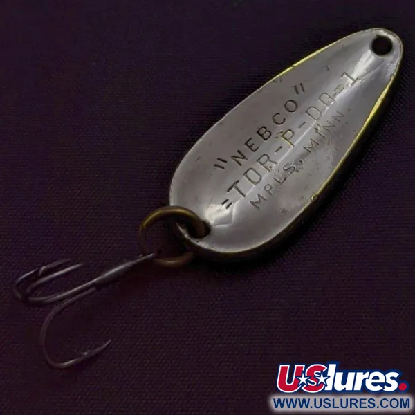 Vintage   Nebco Tor-P-Do 1, 1/3oz nickel/brass fishing spoon #24173